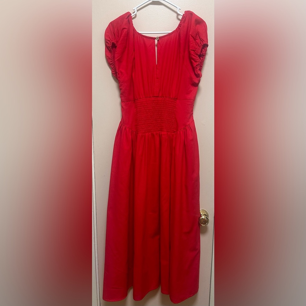 Baltic Born Red Midi Cotton Dress - Picture 7 of 9